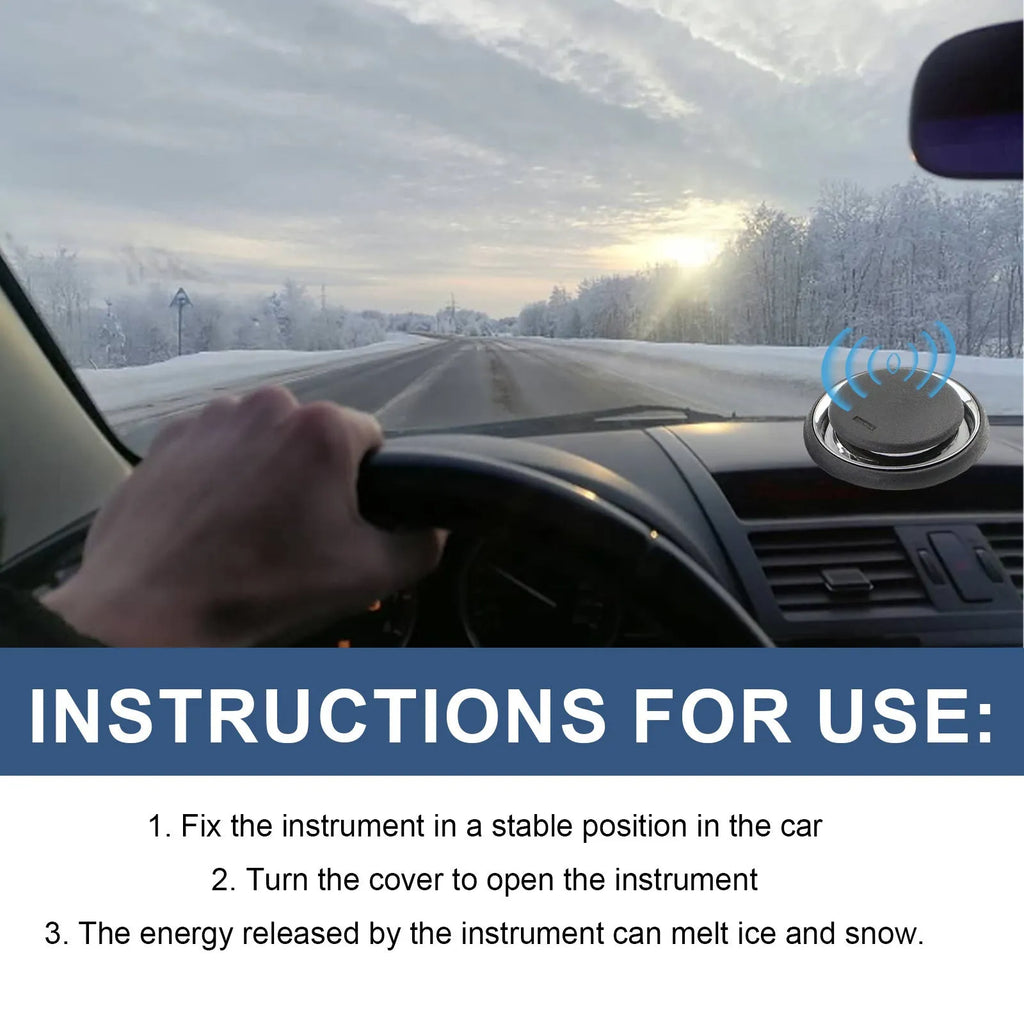 Black handheld car de-icing instrument for melting snow on windscreens.