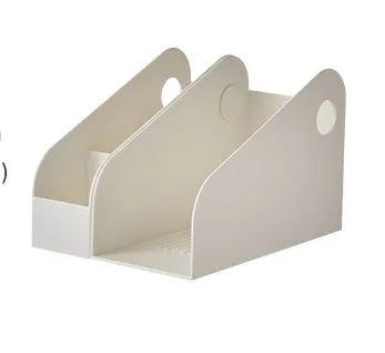 Desktop plastic storage box with two grids for documents and stationery organisation