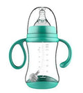 BPA-free PP baby feeding bottle with double handle and wide caliber, available in 180mL, 240mL and 300mL