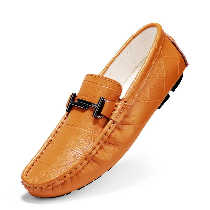 Men's casual leather shoes with belt buckle fastening in multiple colour options