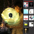 DIY LED luminous transparent balloon with artificial rose and lights inside for decoration.