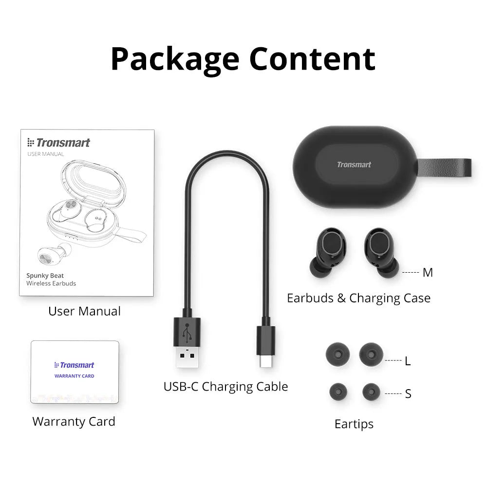Tronsmart Spunky Beat black wireless Bluetooth headphones with touch controls on ear cup.