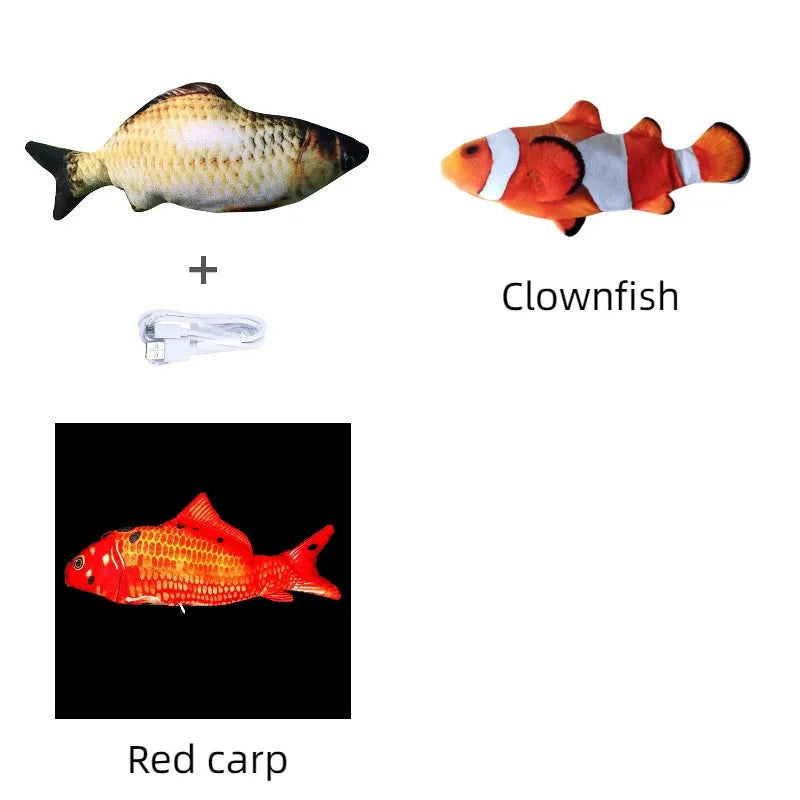 30cm electronic jumping fish cat toy with USB cable in multicolour fish designs