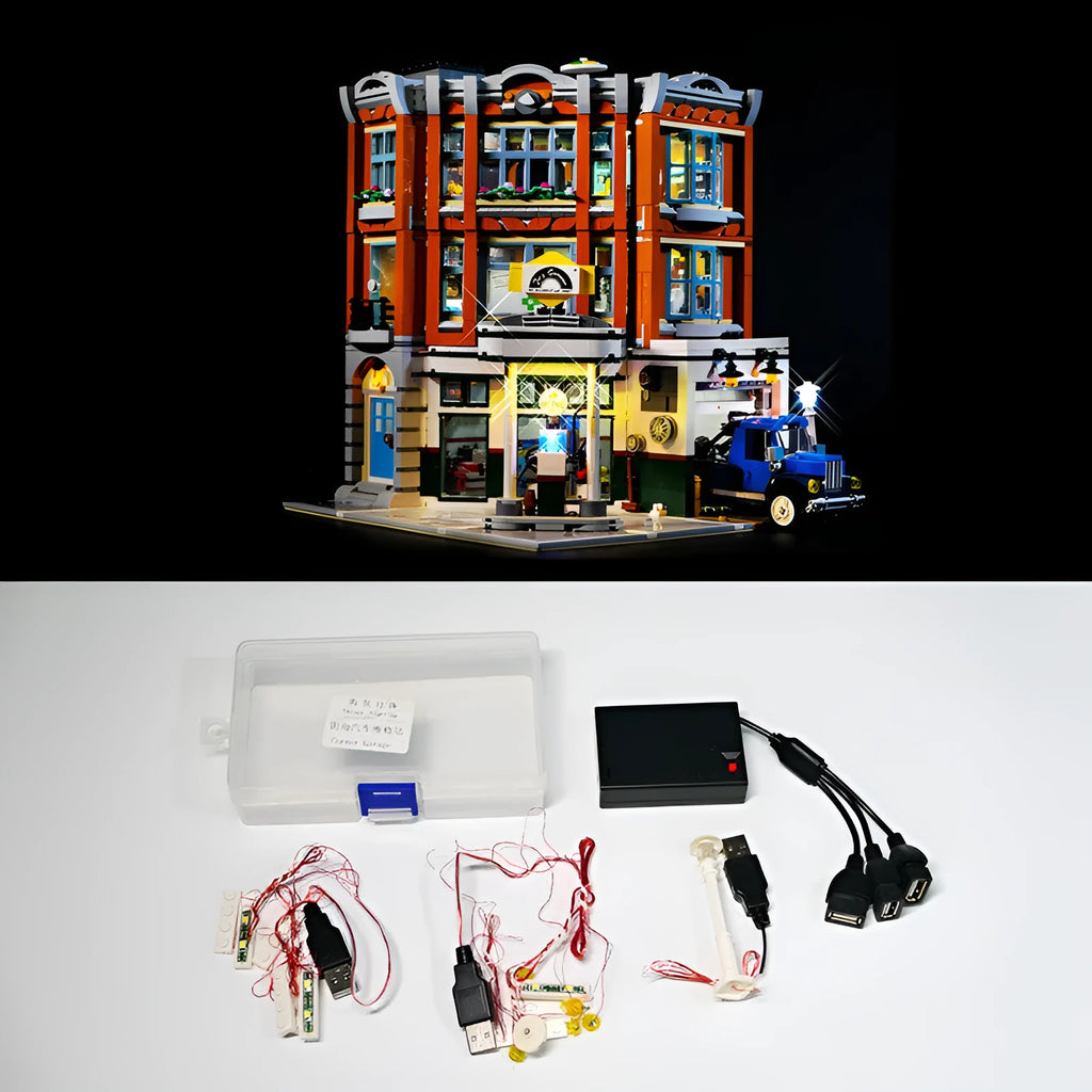 MOC modified LED lighting accessories plastic construction corner repair shop colour scheme building toys