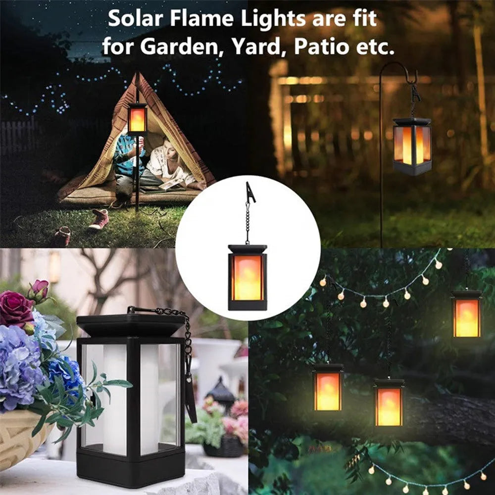 Antique flame design outdoor solar LED street lamp in black colour with traditional styling