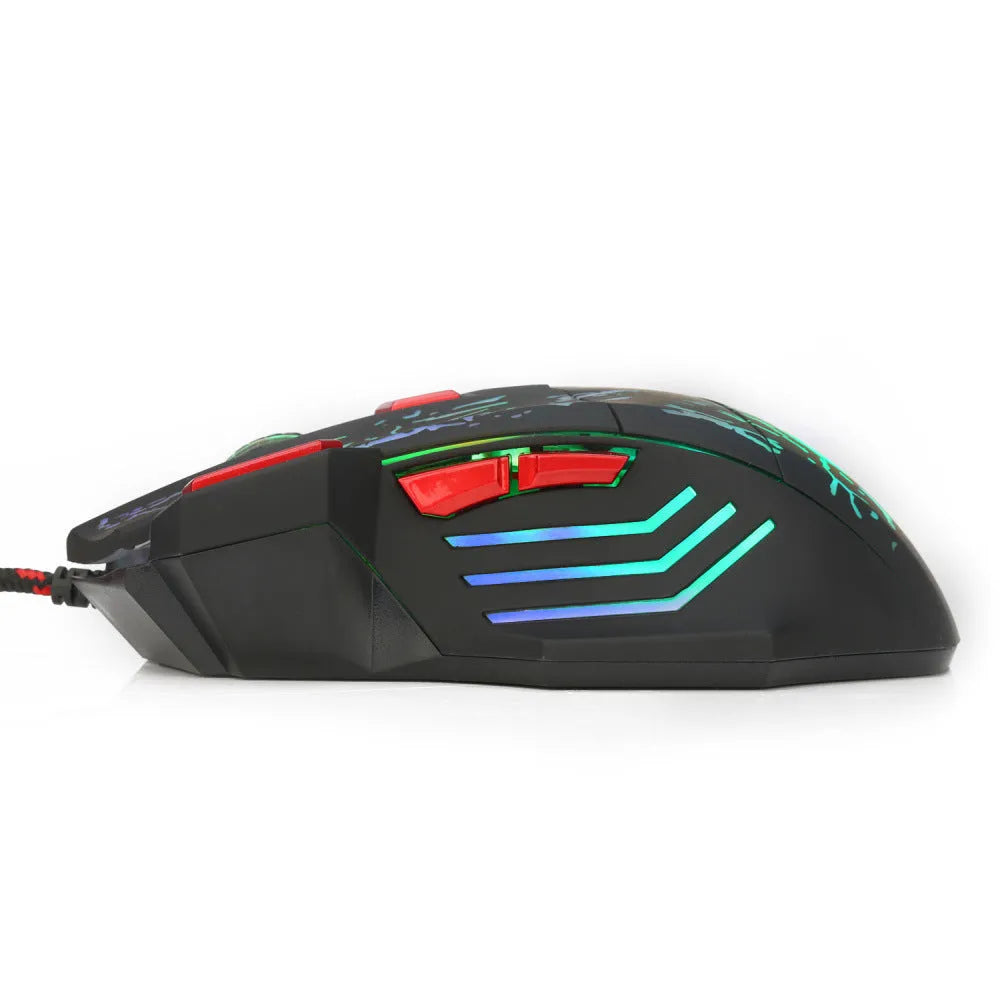 H300BK colour wired gaming mouse with luminous effects and ergonomic design