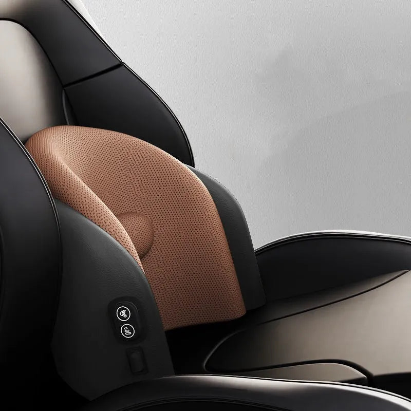 Car seat massage cushion with memory cotton construction and electric massage function for headrest and lumbar support