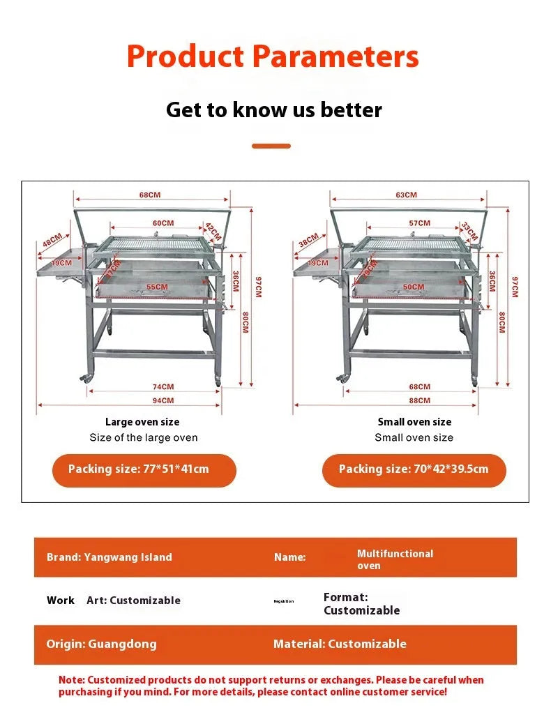 Large portable foldable charcoal barbecue grill stove shown in a garden setting
