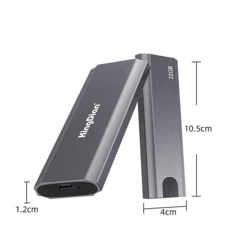 Grey mobile SSD external hard drive for phones with USB 3.0 connection