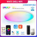 Intelligent RGBCW Bluetooth ceiling lamp in black or white with app control for colour and dimming.