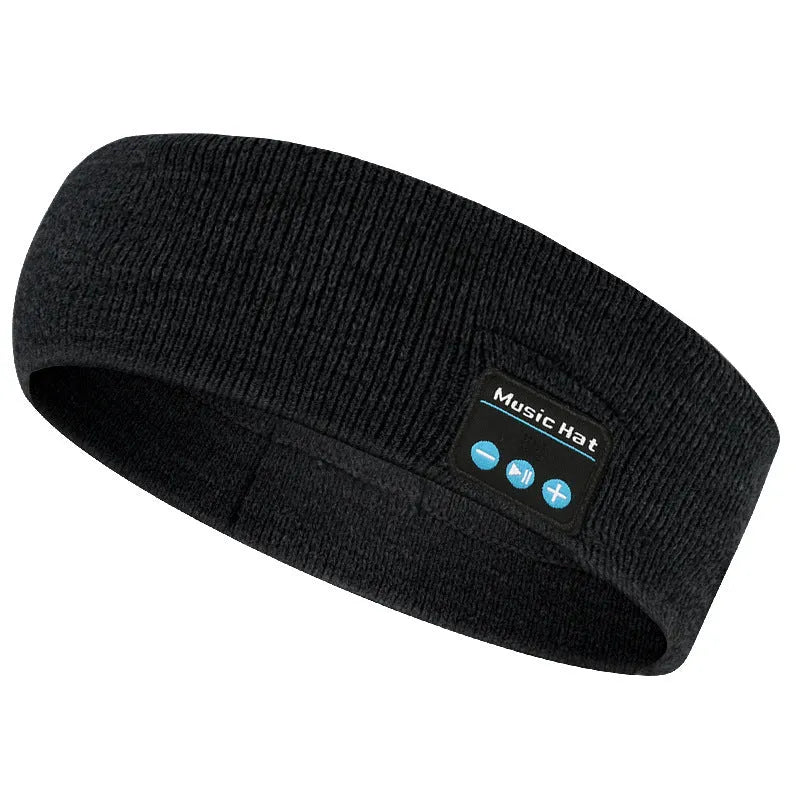 Bluetooth 5.4 sports headband with removable washable fabric and integrated wireless earphones