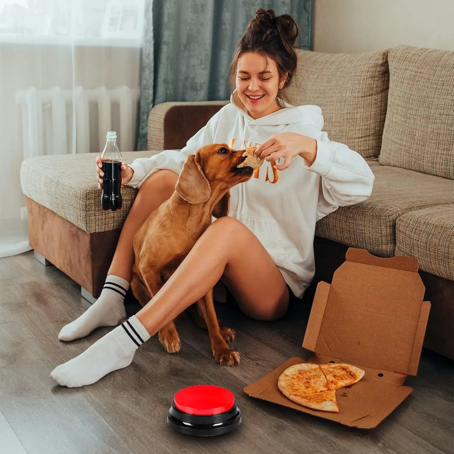 Voice recording button for pet training with 30-second capacity in five colour options