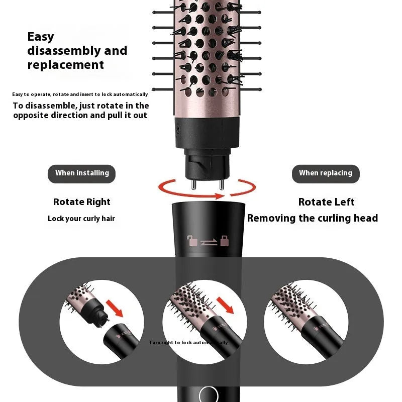 Automatic large wave hair curler in rose gold colour with three heat-setting headbands
