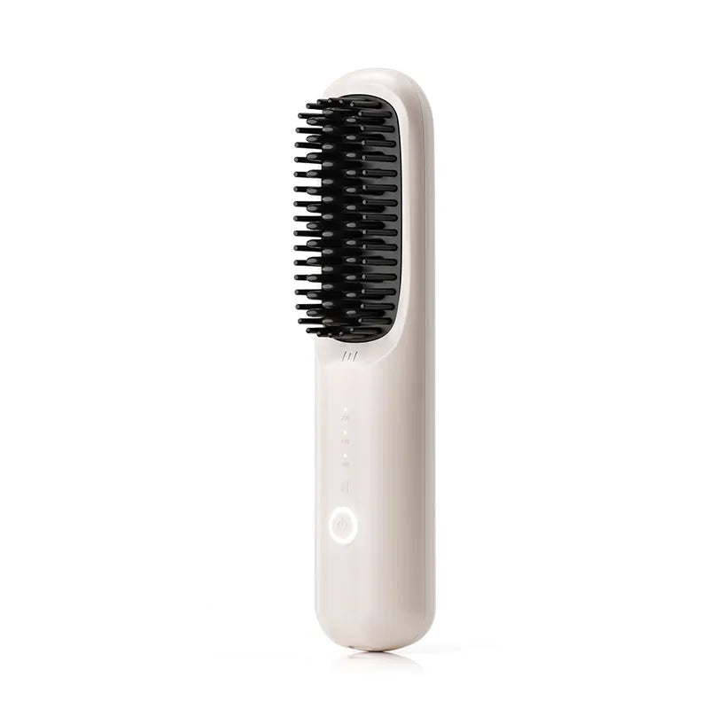Anion wireless straightening comb in beige, pink, purple, or black with Type-C charging port.