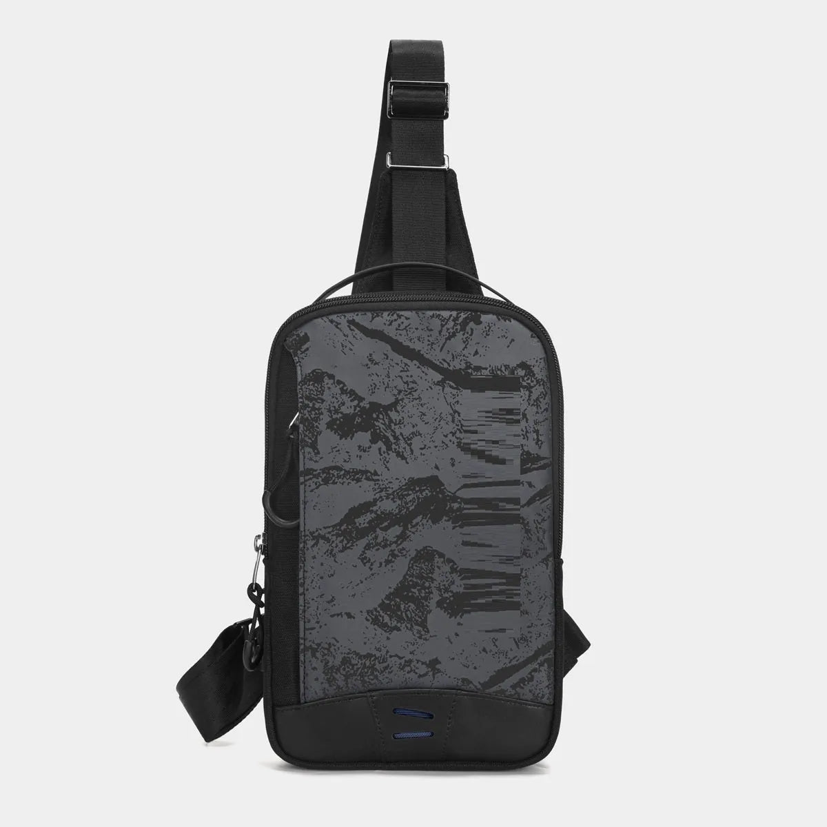 Men's casual black TPU camouflage chest bag with single shoulder strap and soft handle