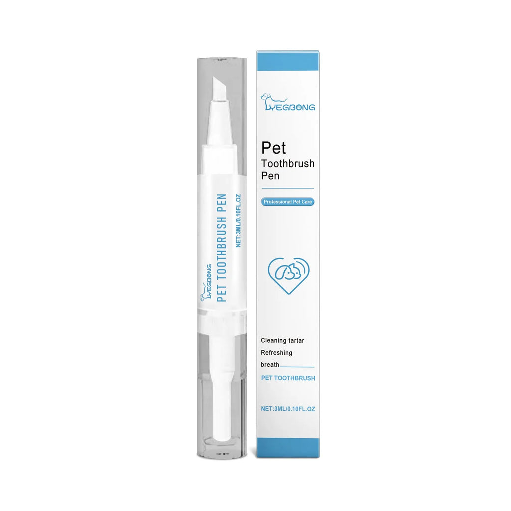 White pet teeth cleaning brush, 12.5cm long, shown with 3ml capacity marking.