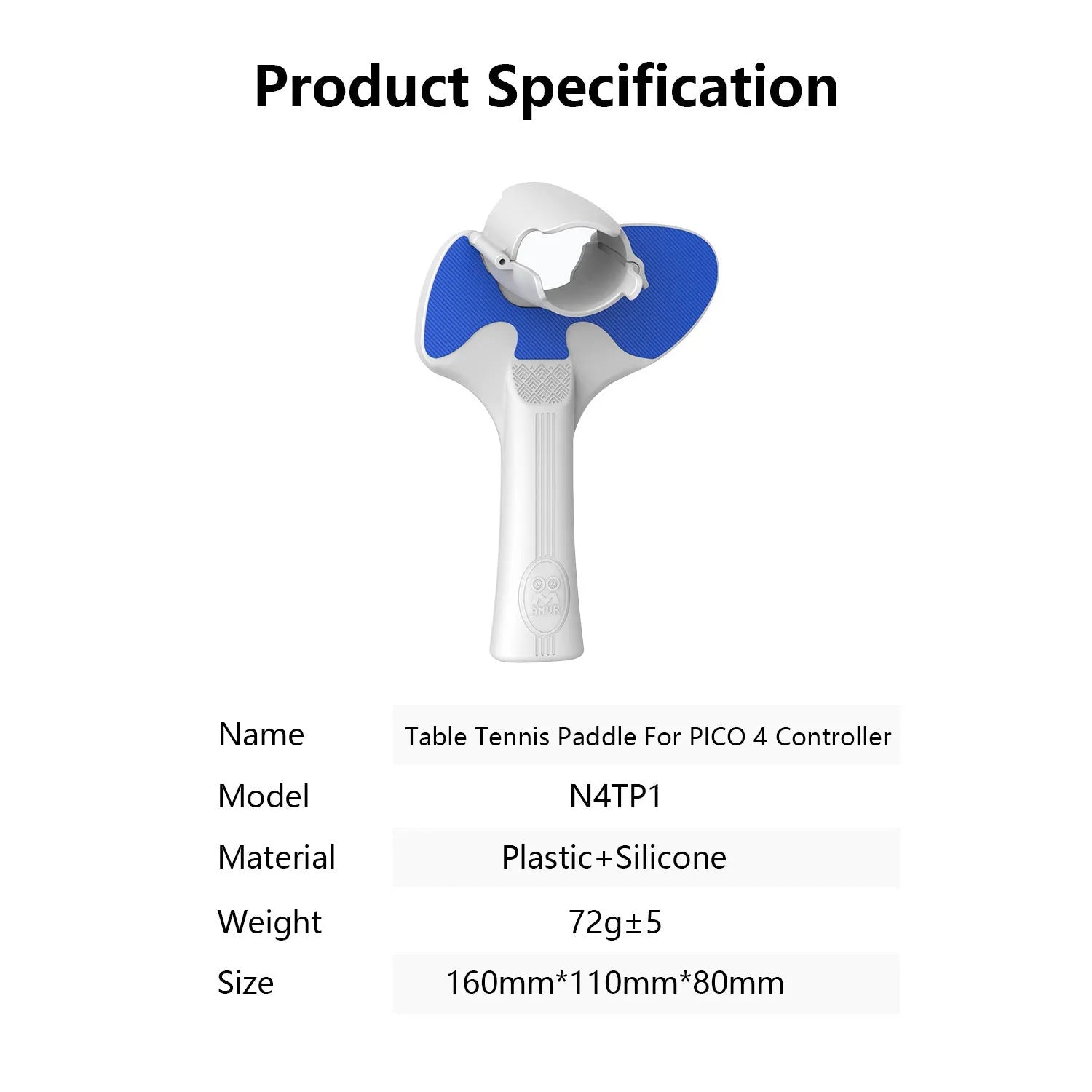 Red and blue plastic silicone hand grip for Pico 4 VR controller table tennis gameplay