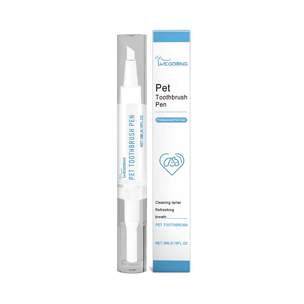 White pet teeth cleaning brush, 12.5cm long, shown with 3ml capacity marking.