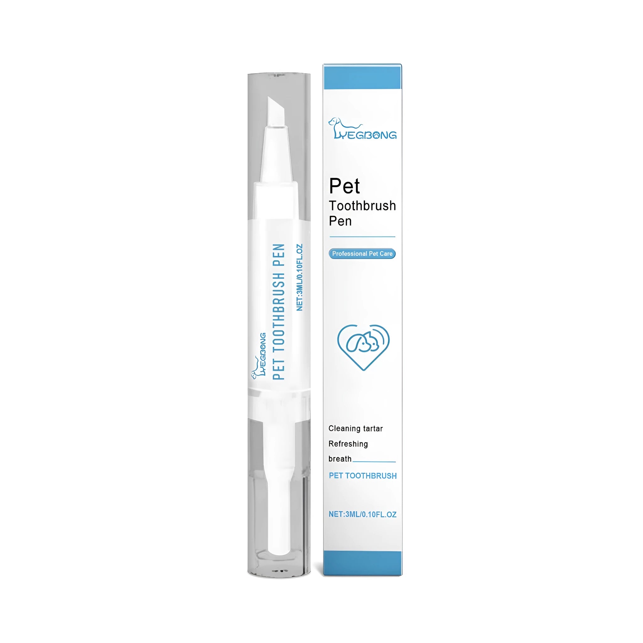 White pet teeth cleaning brush, 12.5cm long, shown with 3ml capacity marking.