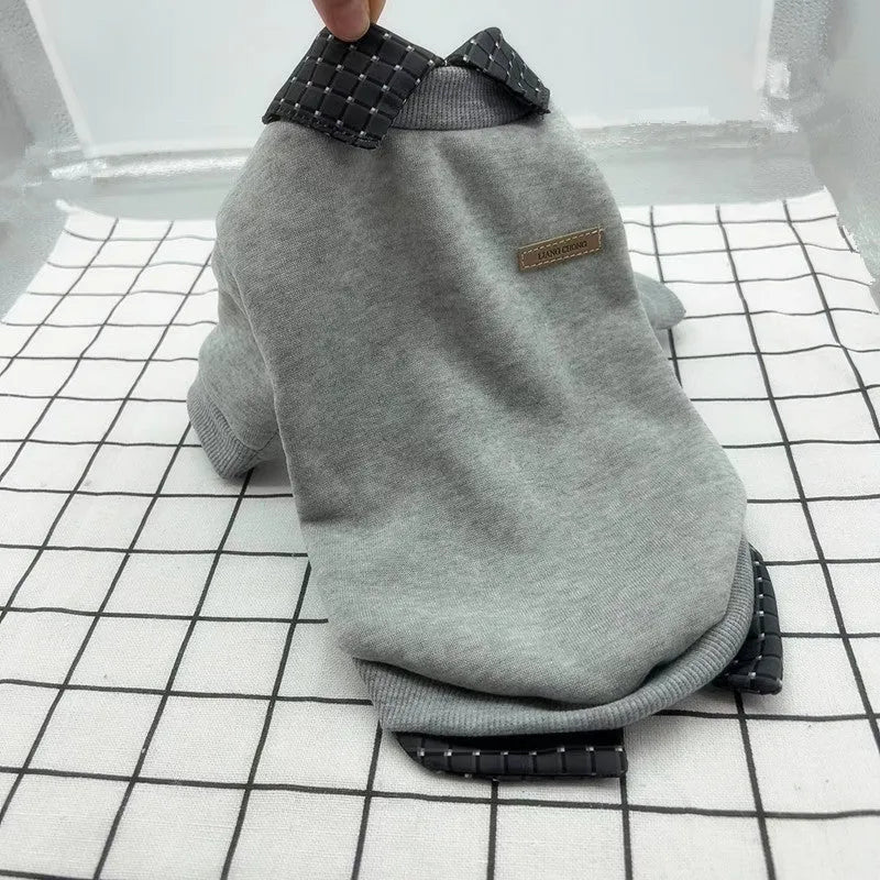 Two-piece dog sweater with detachable collar in thin velvet polyester material