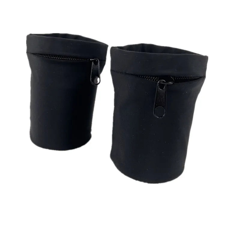 Compact 10x10.5cm wrist bag armband sleeve for mobile phones, shown with cardboard packaging for camping and fitness use.