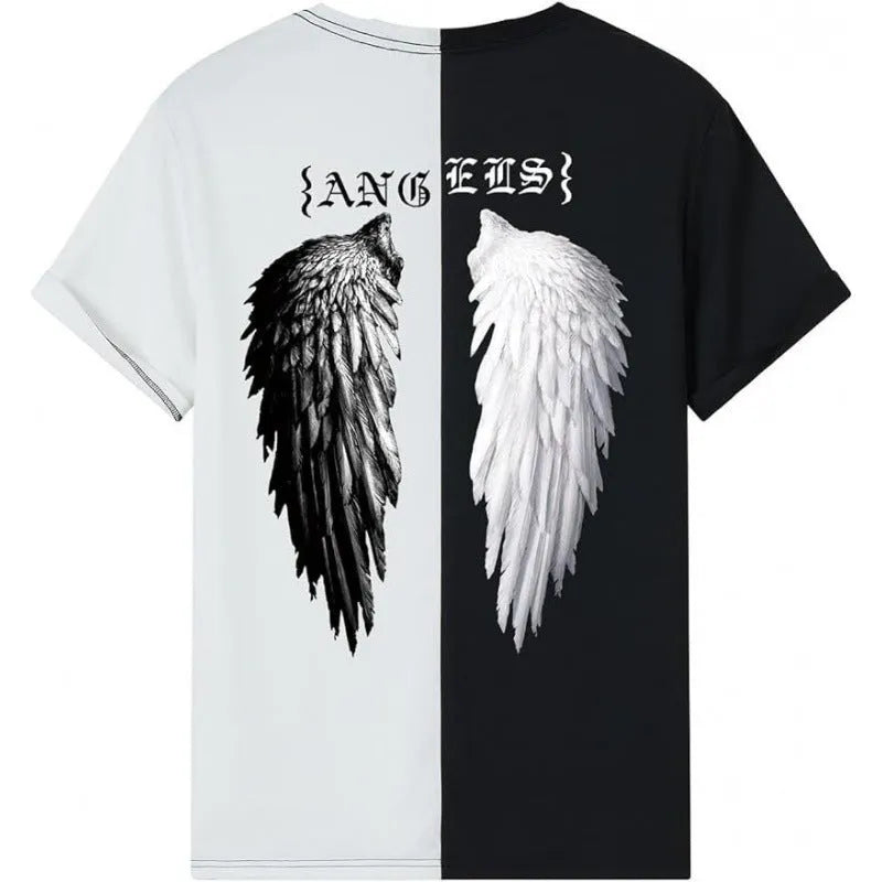 Men's printed street short-sleeved sports T-shirt in polyester fabric with digital pattern design