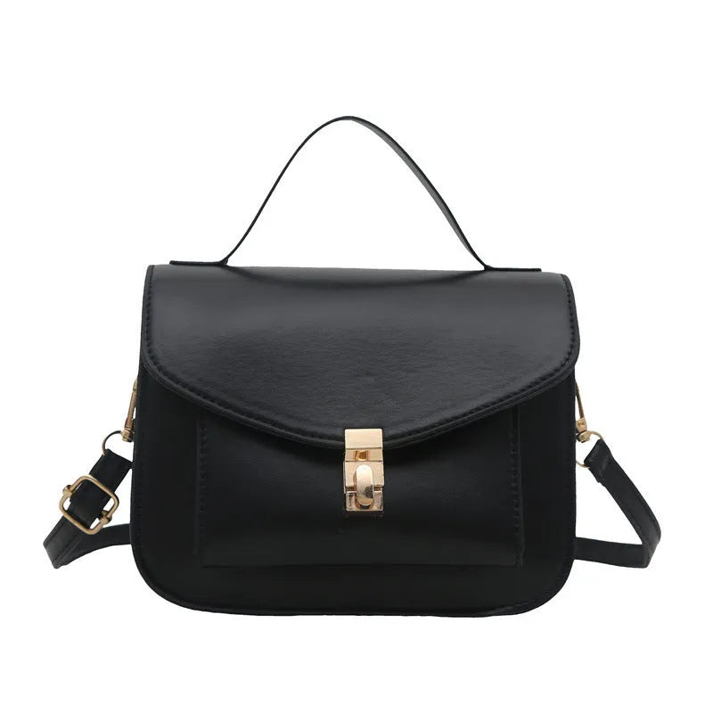 Medium hardness PU leather messenger bag with document compartment in horizontal square shape