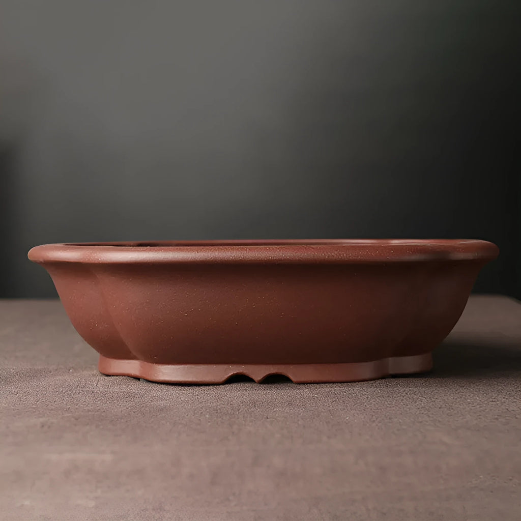 Handmade purple clay bonsai basin in classical Chinese style, 25cm long by 20cm wide