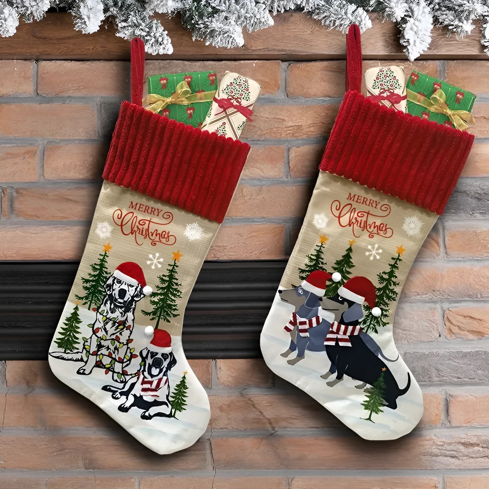 Cloth Christmas tree pendant gift bag with rustic American pastoral design