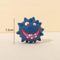 Set of colourful natural latex dog squeaky balls with bumpy surfaces and cute faces for teeth cleaning play