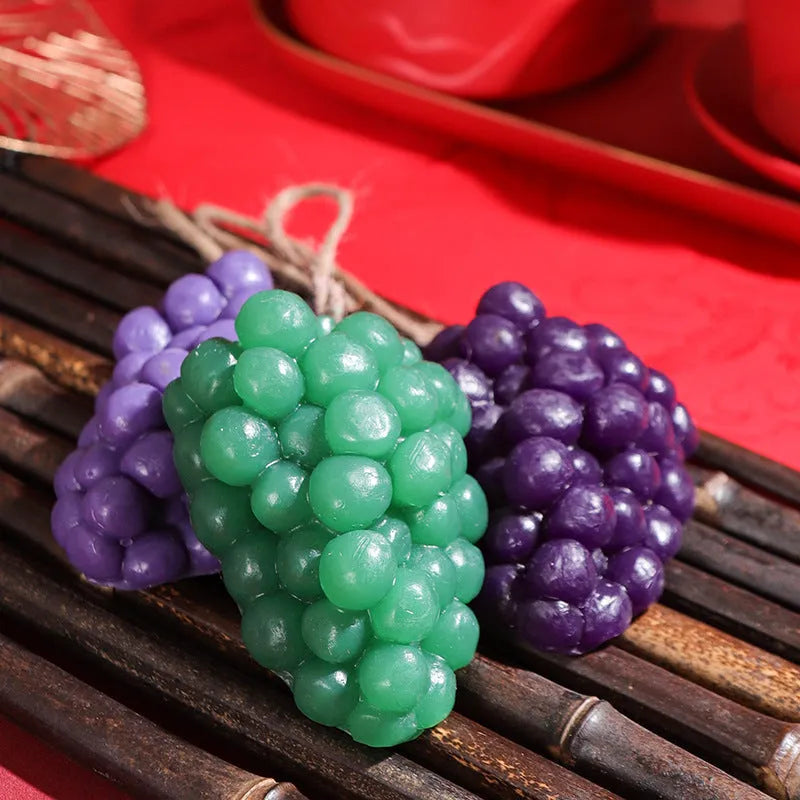 Purple and green grape handmade soap bar with grape cluster design, 80g weight