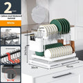 White double-layer kitchen storage rack with removable draining for utensil organisation