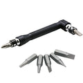 L-shaped double-headed socket wrench set with drill bits and sockets on a workbench.
