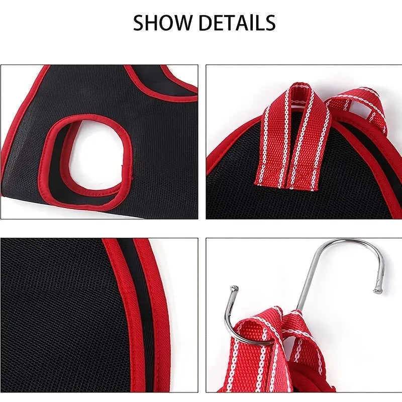 Pet grooming restraint hammock with hanging straps for cat and dog nail trimming and bathing