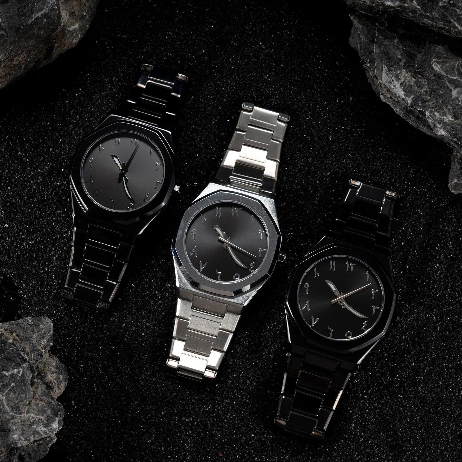 Business casual men's steel belt quartz watch with slim 10mm case on wrist