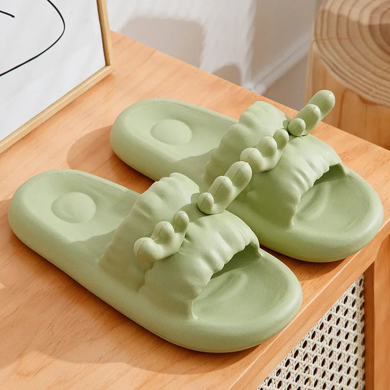 Deer horn style EVA flip flop slippers in light colour with hollow out design