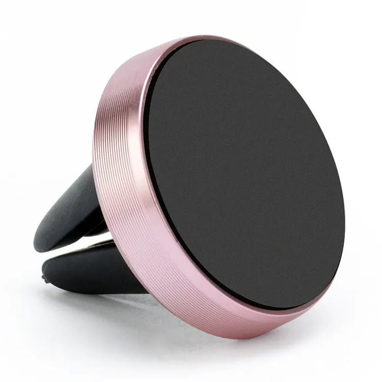Magnetic car phone holder mounted on vehicle air vent in silver colour