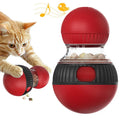 Plastic rotating cat toy with food dropping mechanism and colourful super ball design