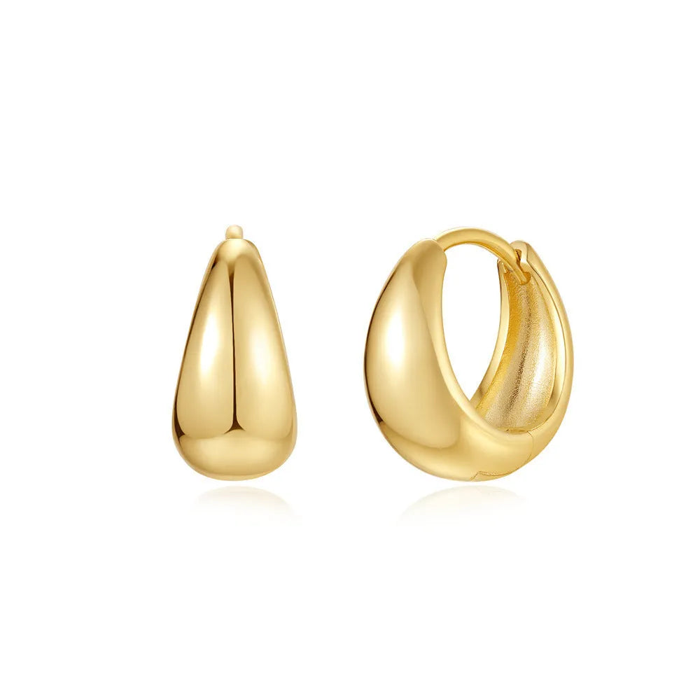 Brass diamond geometric earclip earrings with electroplated golden finish and round elements