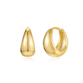 Brass diamond geometric earclip earrings with electroplated golden finish and round elements