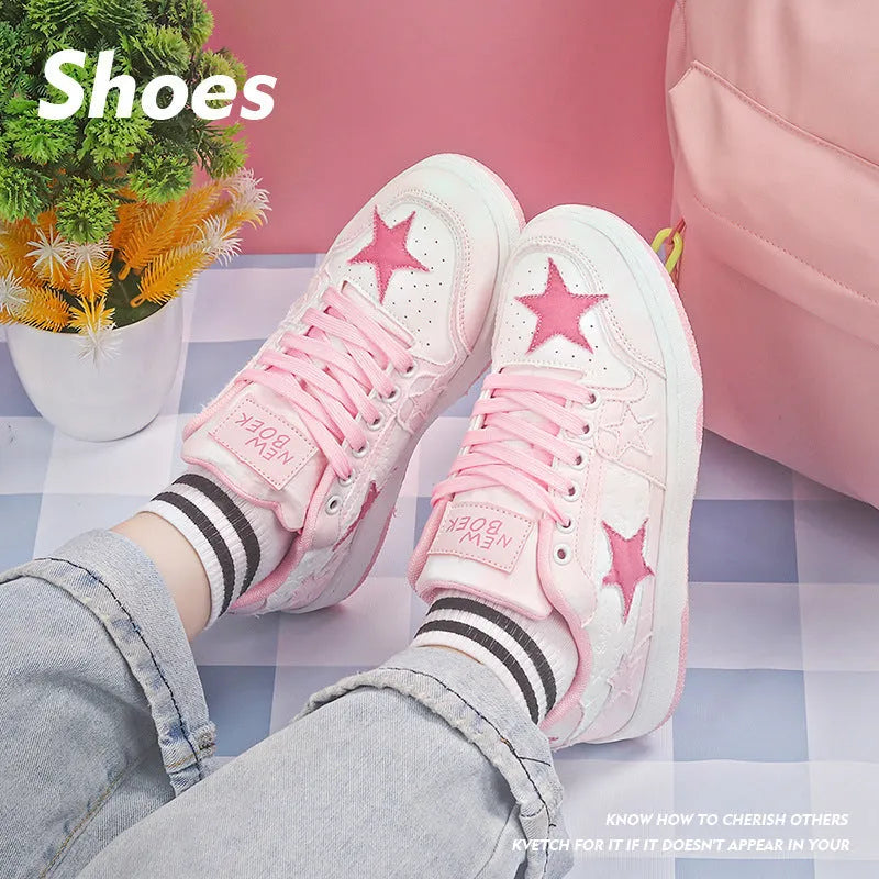 Denim skateboard shoes with lace-up front, round toe, and stitching details in black, green, or pink colours