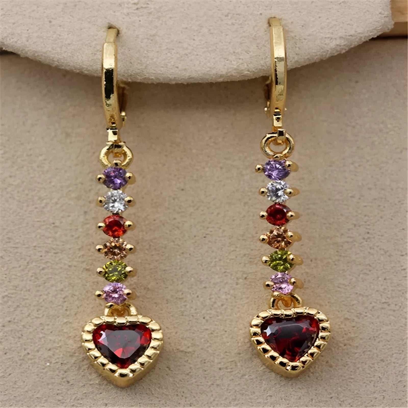 Women's heart-shaped fashion earrings in gold or silver electroplated finish