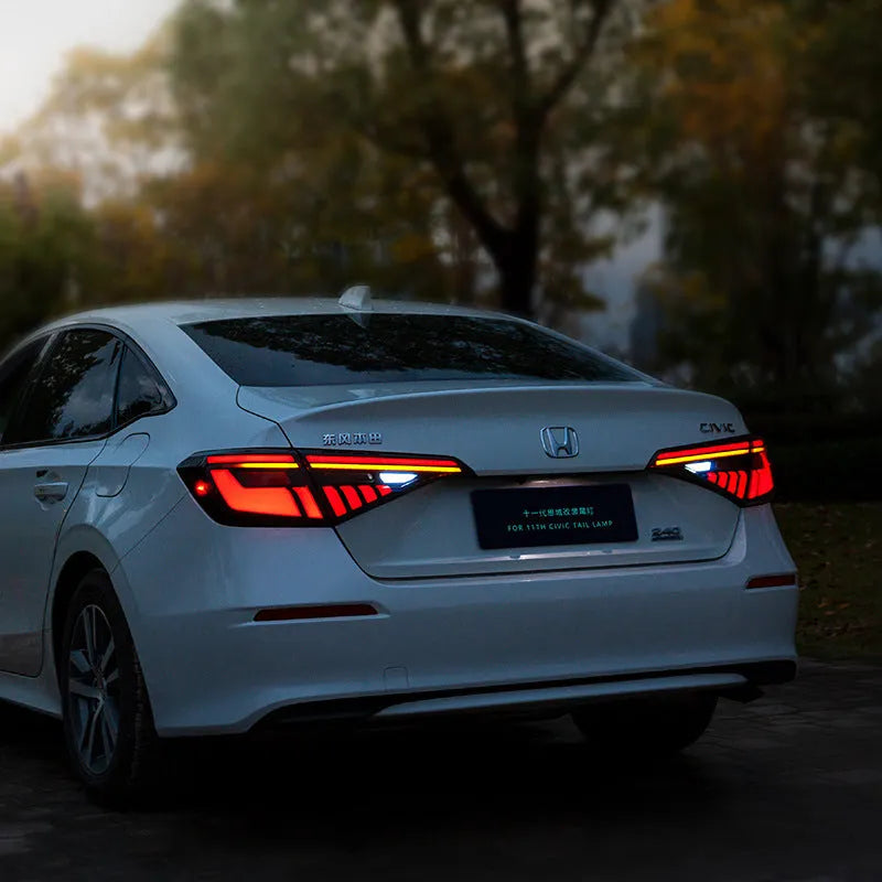11th generation Honda Civic modified LED tail light assembly in black and red colour option.