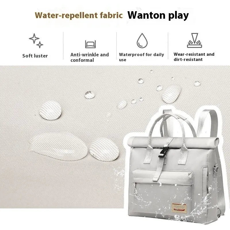 Shockproof waterproof nylon inner liner laptop bag in beige grey, cherry blossom pink, or starry black
