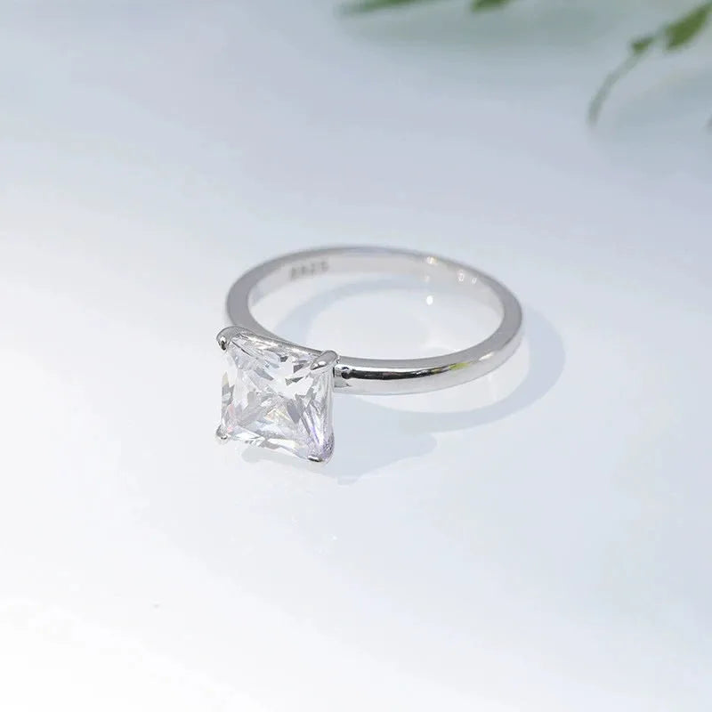 Simple geometric 925 sterling silver women's ring in a choice of gold, rose gold, or silver finish.