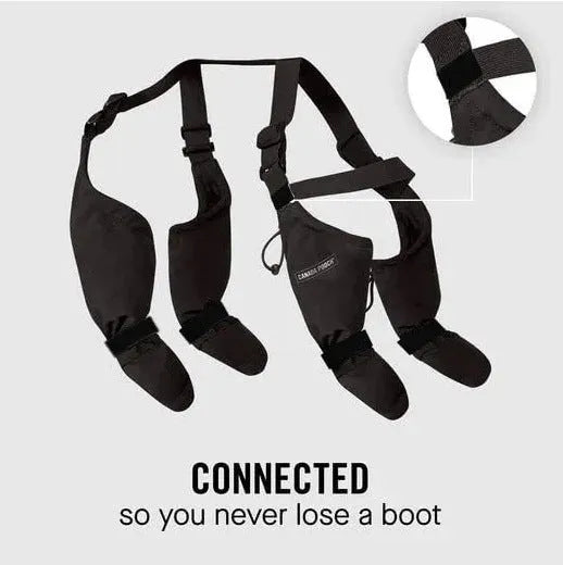 Black waterproof dog shoes with adjustable straps for paw protection