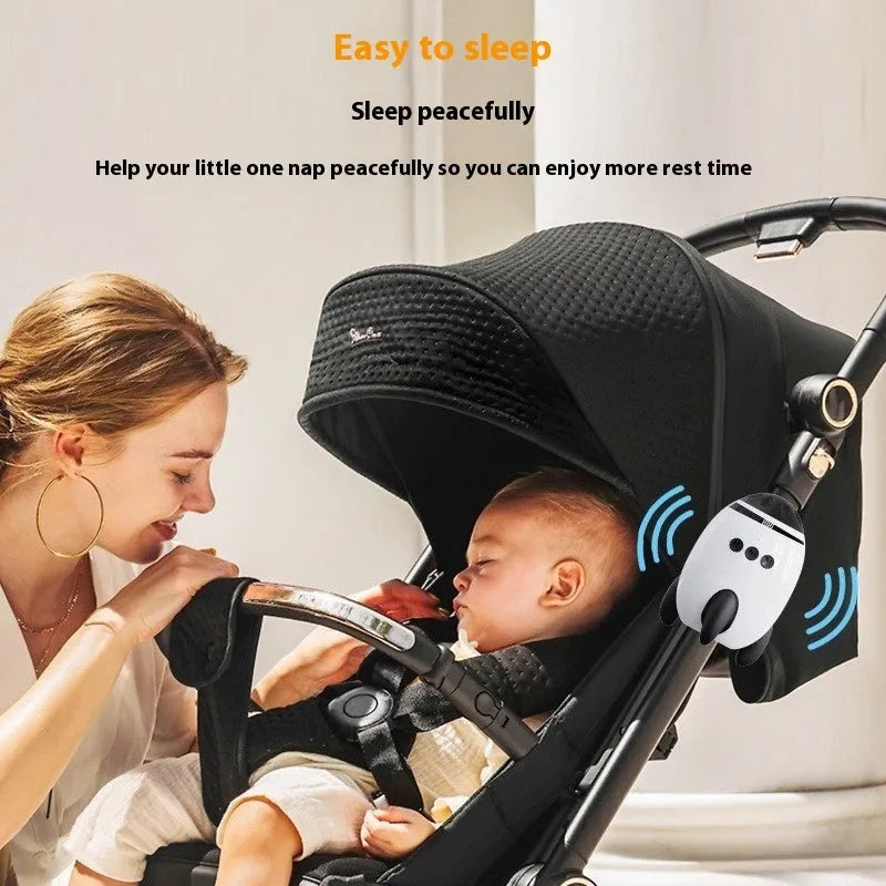 White rectangular baby sleep comforter device with automatic shaking and Bluetooth connectivity