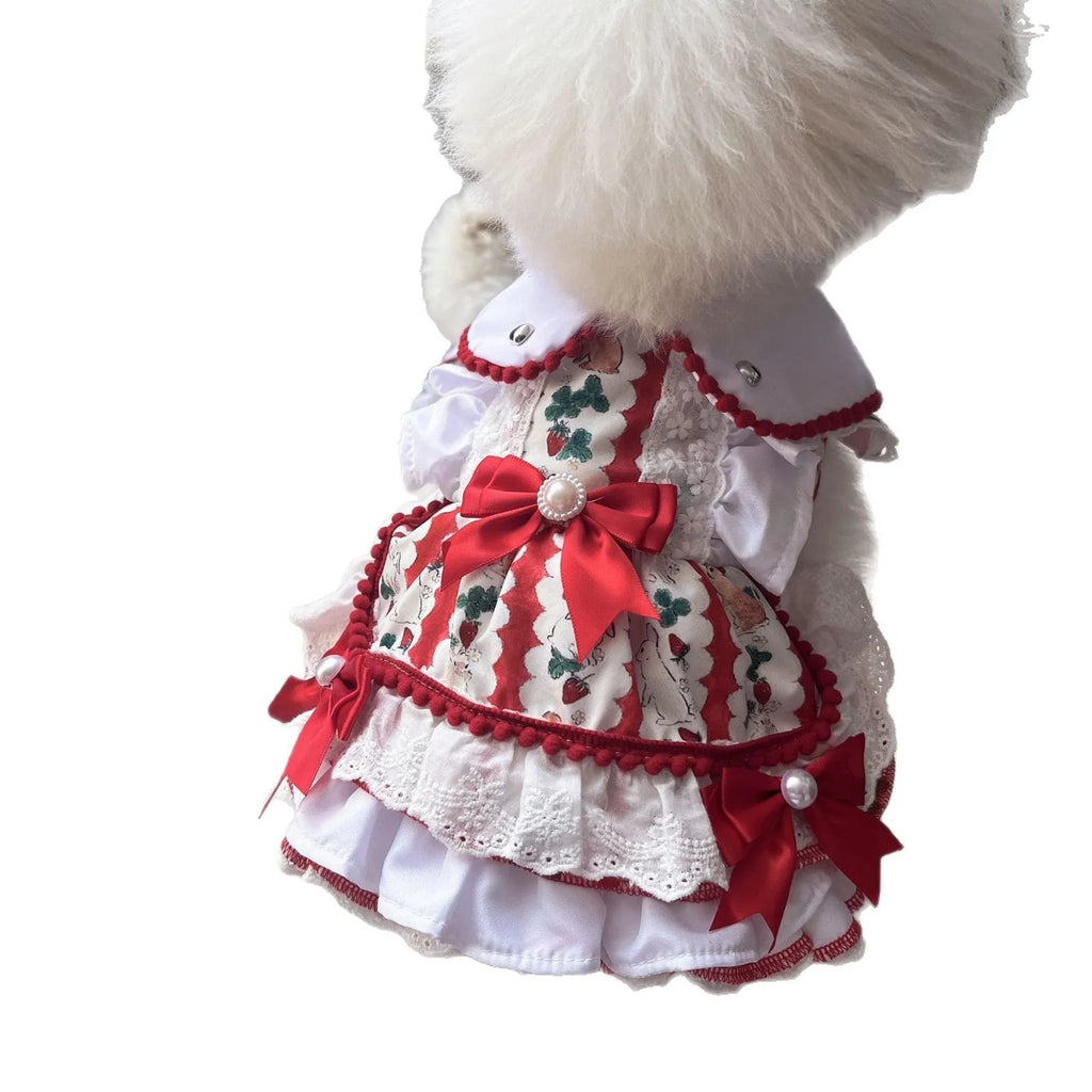 Princess style rabbit skirt pet clothing for small to medium dogs in polyester with five size options