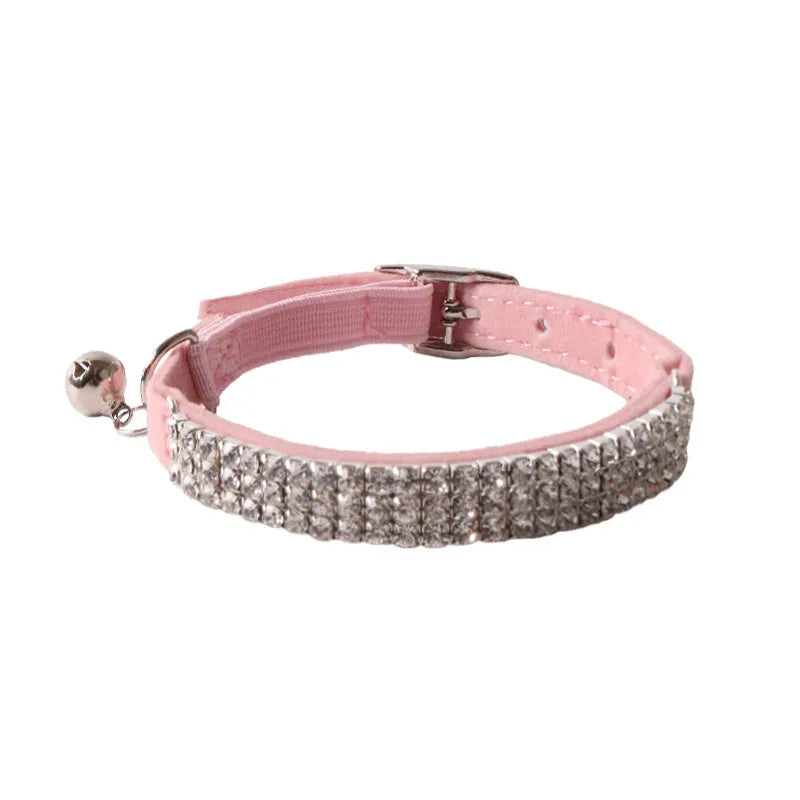 Elastic flannel cat collar with buckle fastening shown in one of six available colours.