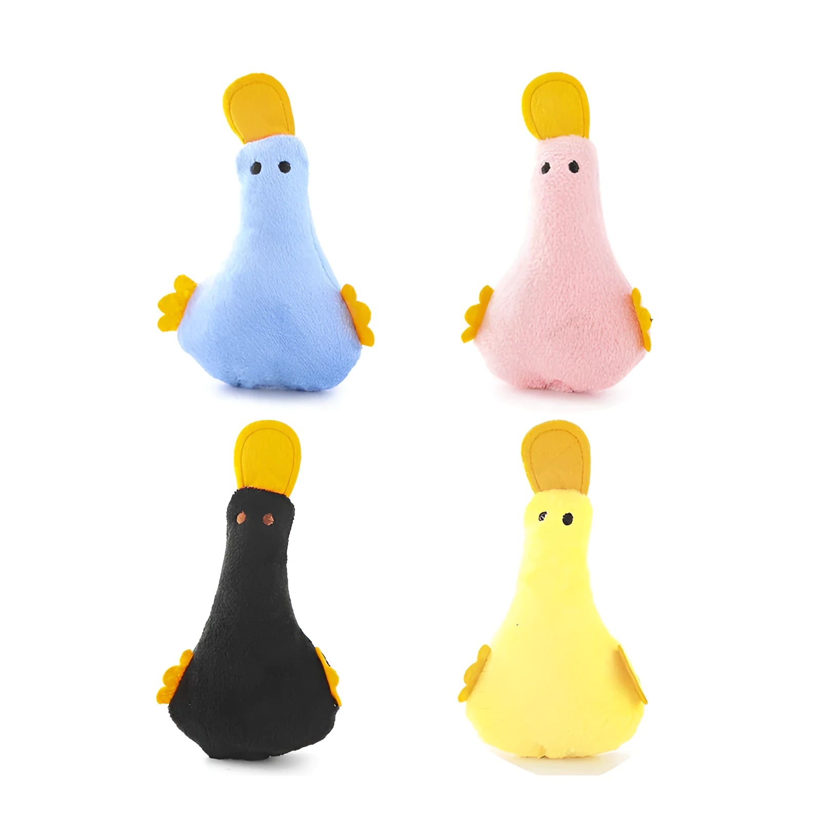 Blue plush duck dog and cat toy with squeaker and catnip filler